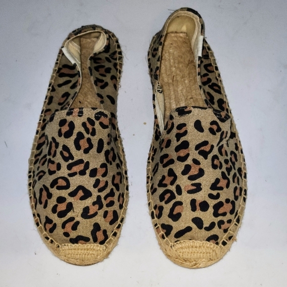 SOLUDOS Smoking Leopard Canvas Slipper Espadrilles In Maroon Black And Tan SZ 7 - Picture 2 of 12